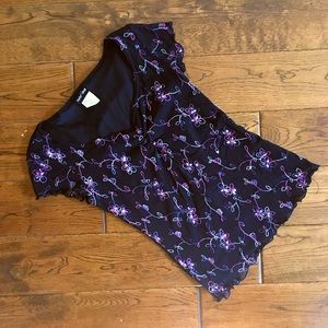 Embroidered Black Stretch Top